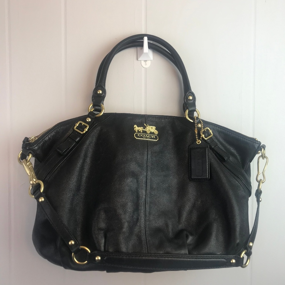 Coach Madison Sophia Black Leather Brass Hardware